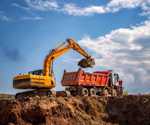 Excavation service using heavy excavator for land digging and site work